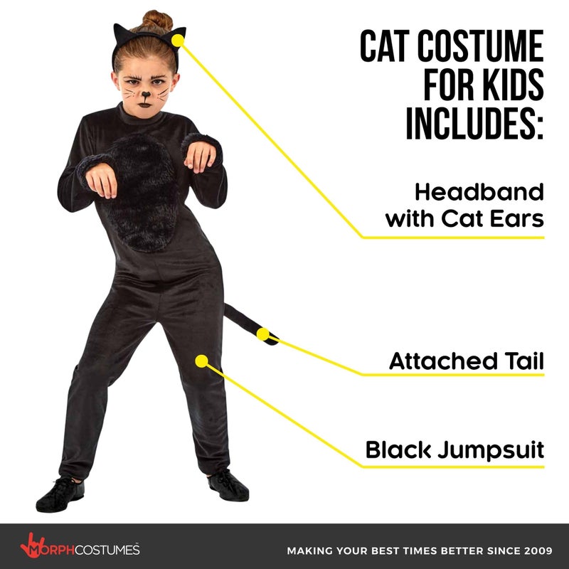 fun shack Black Cat Costume for Girls, Cat Costumes for Kids, Halloween Costumes for Kids, Black Cats Girls Halloween Costume, Large - Image 2